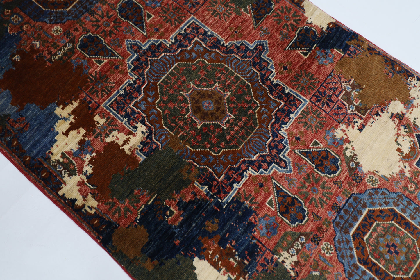 78 x 131 cm | Abstract Mamluk Area Rug Afghan Hand Knotted veg Dye Wool carpet