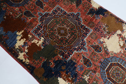 78 x 131 cm | Abstract Mamluk Area Rug Afghan Hand Knotted veg Dye Wool carpet