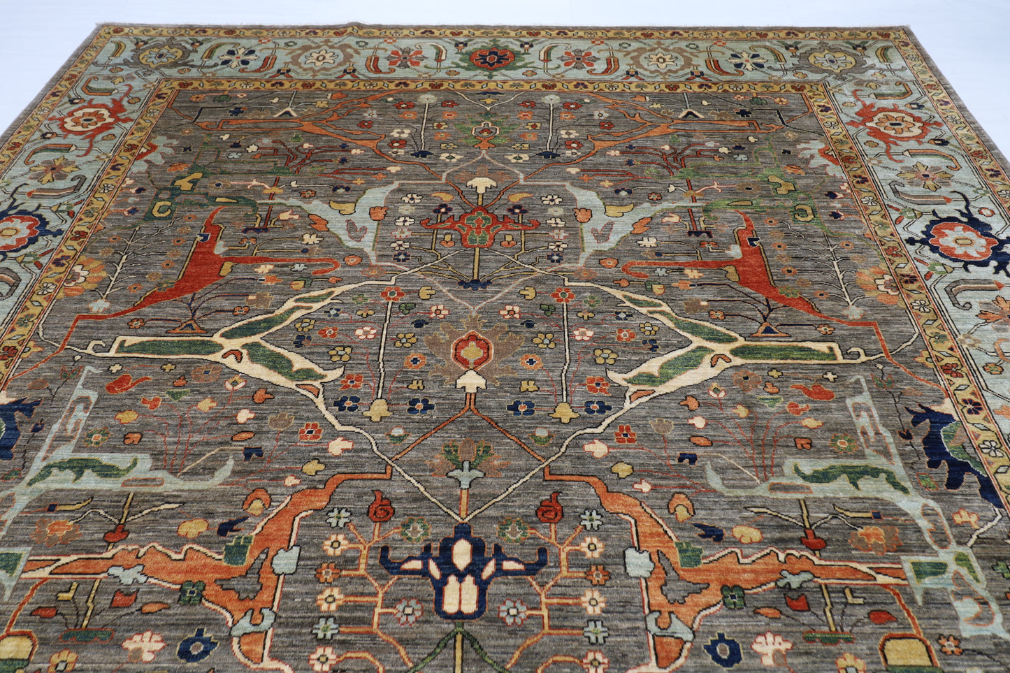 302 x 422 cm | Bidjar Gray Area Rug Afghan Hand Knotted Veg Dye Wool carpet