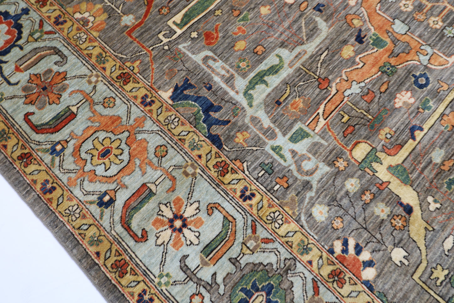 302 x 422 cm | Bidjar Gray Area Rug Afghan Hand Knotted Veg Dye Wool carpet