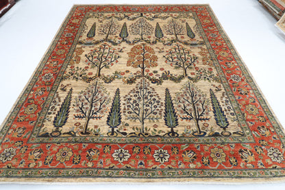 248 x 296 cm | Tribal Tree Of Life Design Hand Knotted veg Dye Wool Afghan Carpet