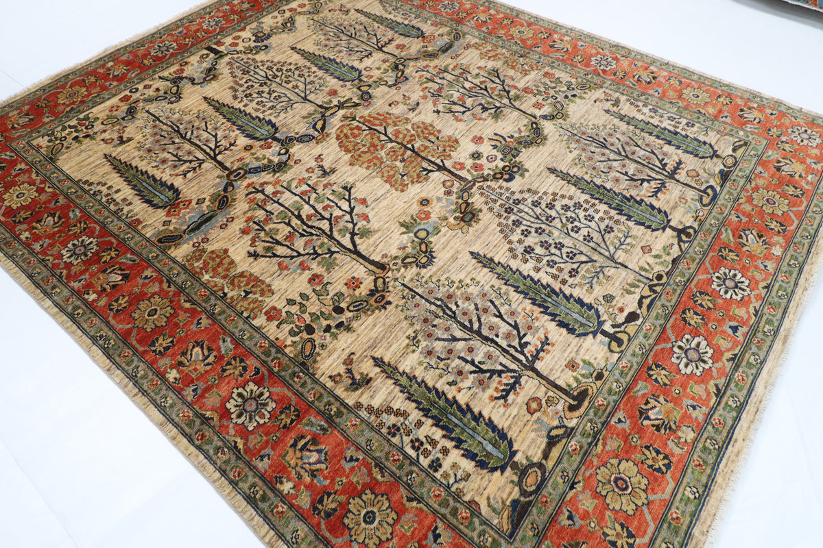 248 x 296 cm | Tribal Tree Of Life Design Hand Knotted veg Dye Wool Afghan Carpet