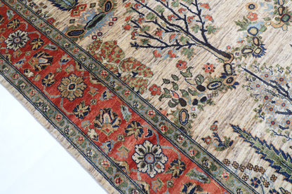248 x 296 cm | Tribal Tree Of Life Design Hand Knotted veg Dye Wool Afghan Carpet