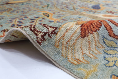 247 x 300 cm | Birds Gray Area Rug Afghan Hand Knotted Veg Dye Wool carpet