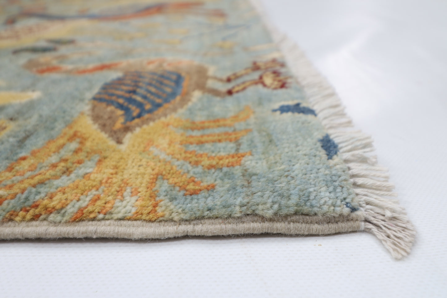 247 x 300 cm | Birds Gray Area Rug Afghan Hand Knotted Veg Dye Wool carpet