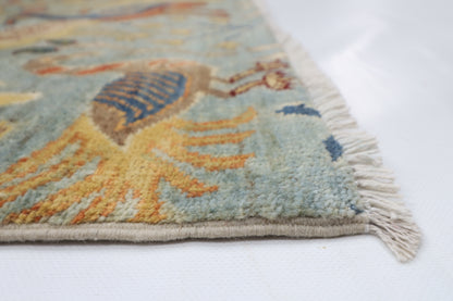 247 x 300 cm | Birds Gray Area Rug Afghan Hand Knotted Veg Dye Wool carpet