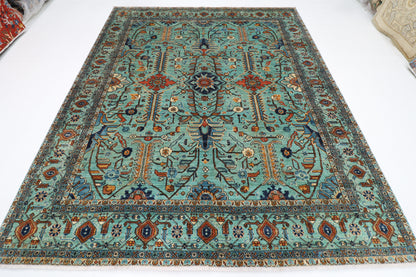246 x 298 cm | Serapi Floral Area Rug Afghan Hand Knotted Veg Dye Wool carpet