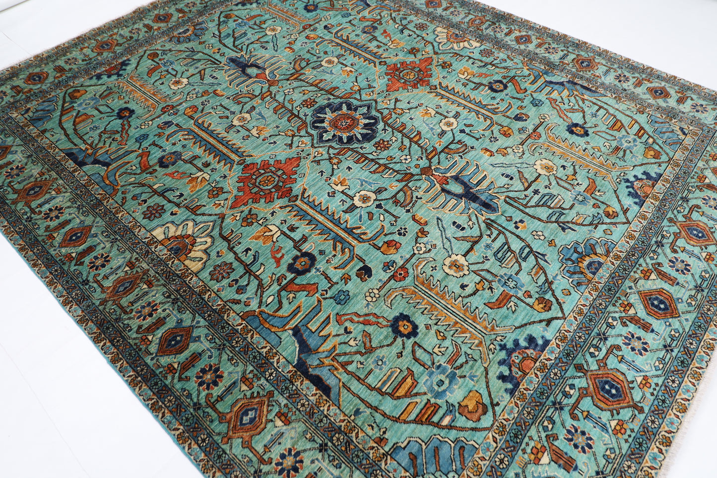 246 x 298 cm | Serapi Floral Area Rug Afghan Hand Knotted Veg Dye Wool carpet