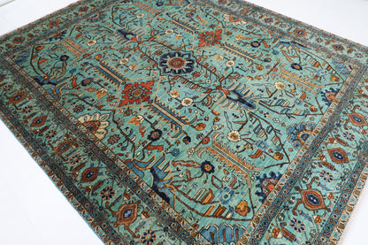 246 x 298 cm | Serapi Floral Area Rug Afghan Hand Knotted Veg Dye Wool carpet
