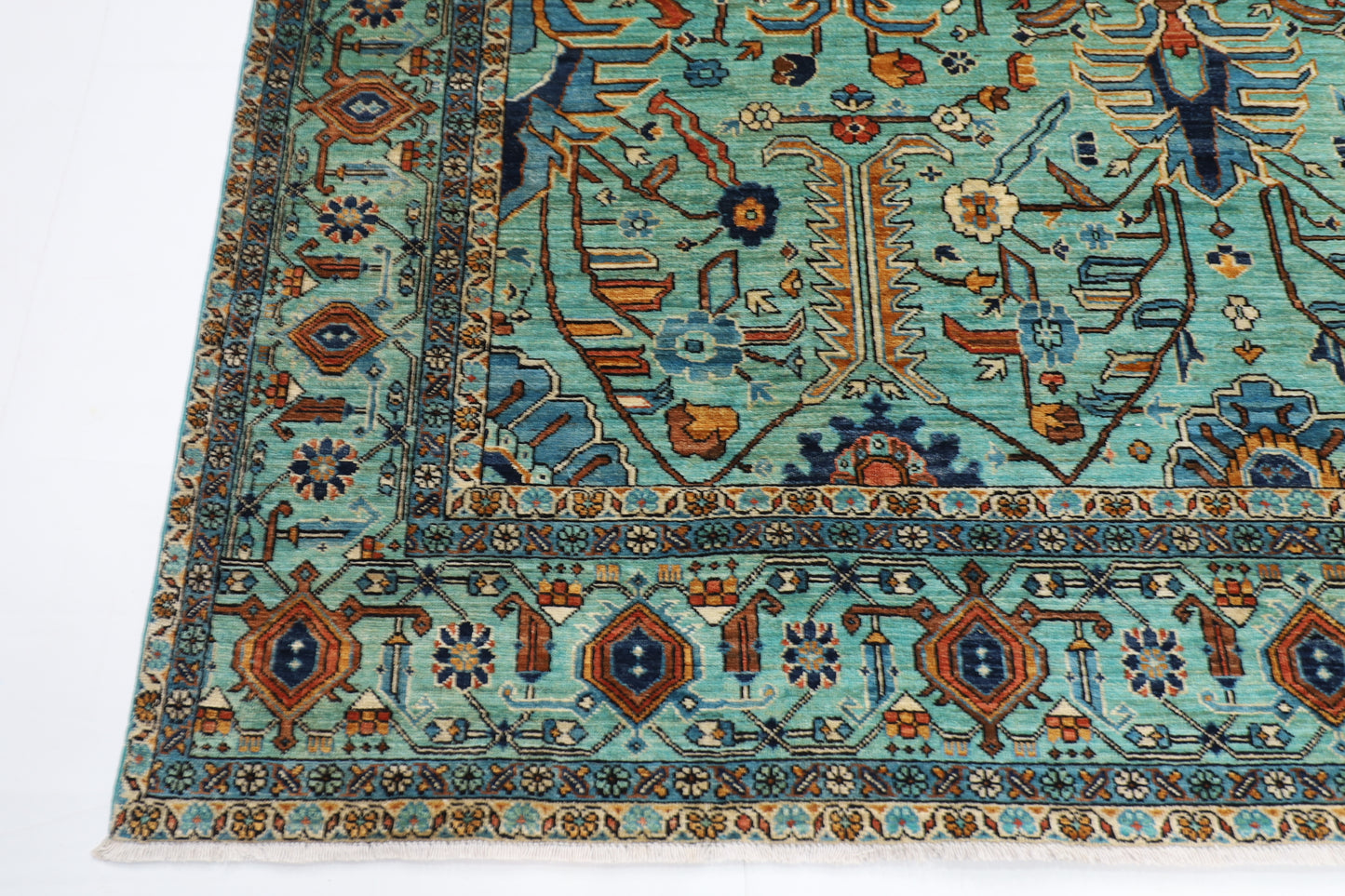 246 x 298 cm | Serapi Floral Area Rug Afghan Hand Knotted Veg Dye Wool carpet