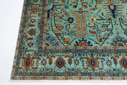 246 x 298 cm | Serapi Floral Area Rug Afghan Hand Knotted Veg Dye Wool carpet
