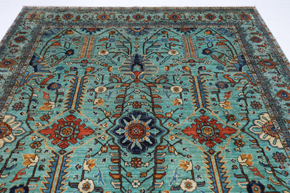 246 x 298 cm | Serapi Floral Area Rug Afghan Hand Knotted Veg Dye Wool carpet