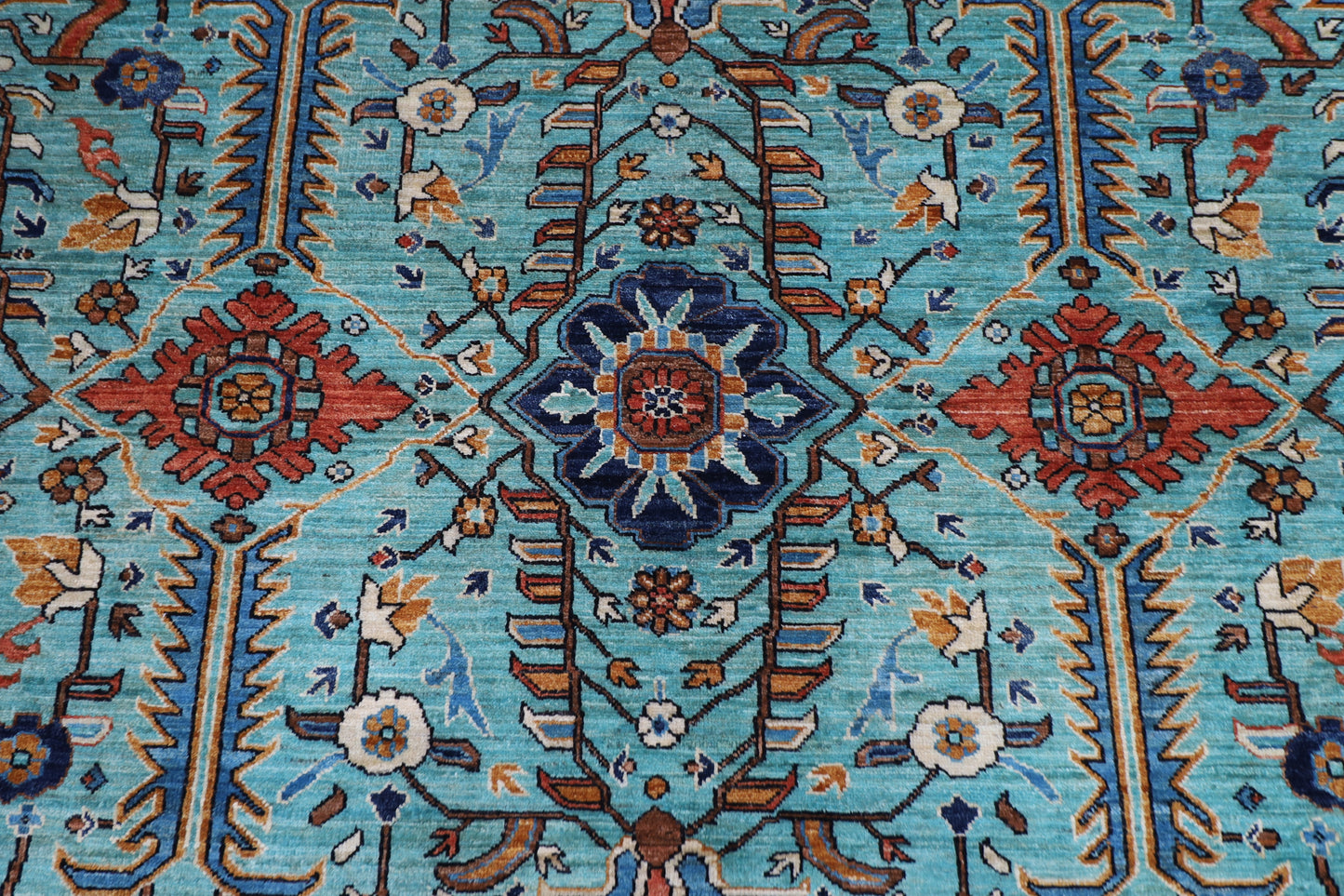 246 x 298 cm | Serapi Floral Area Rug Afghan Hand Knotted Veg Dye Wool carpet