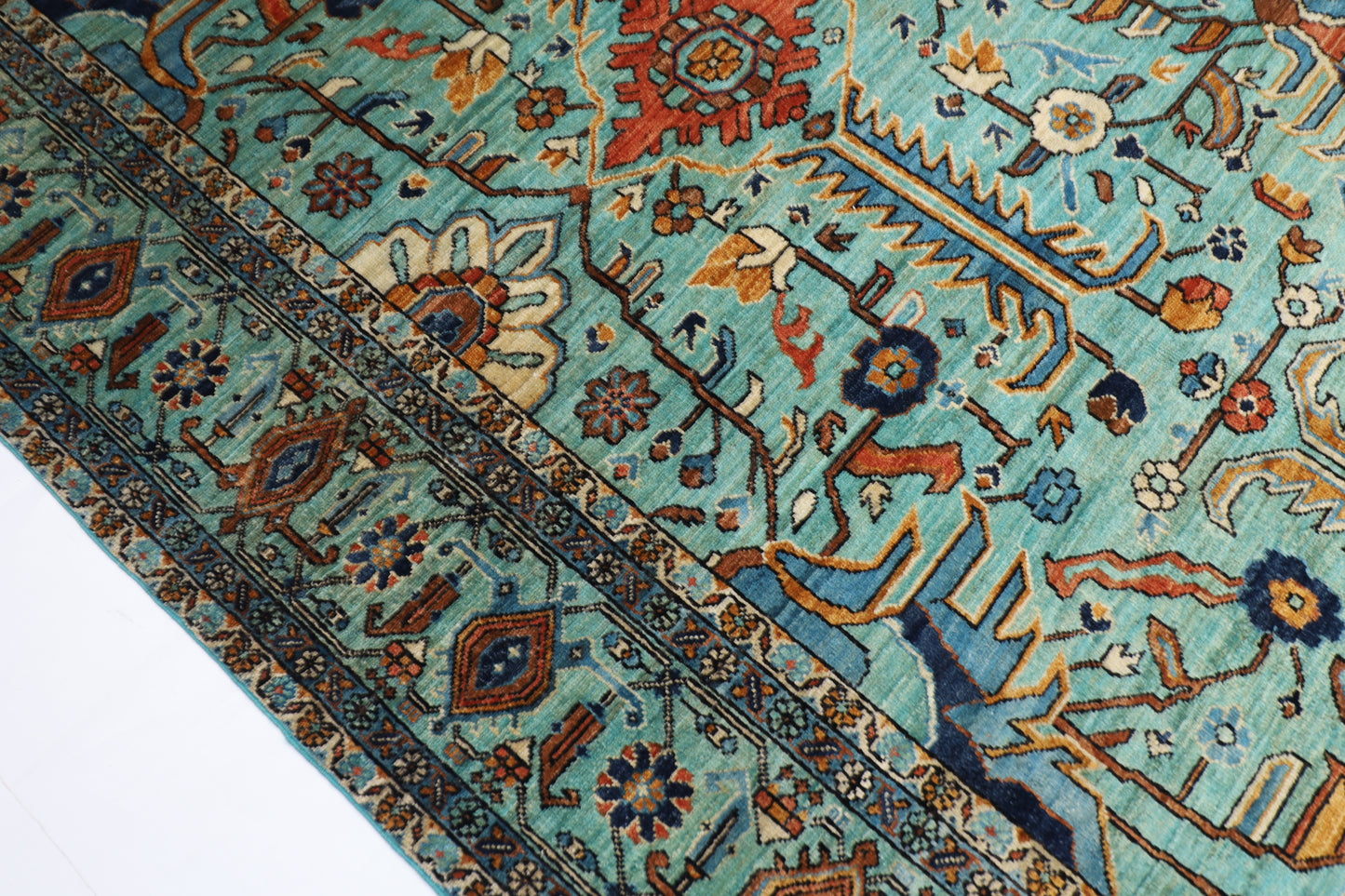 246 x 298 cm | Serapi Floral Area Rug Afghan Hand Knotted Veg Dye Wool carpet