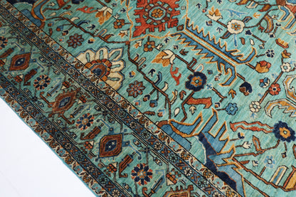 246 x 298 cm | Serapi Floral Area Rug Afghan Hand Knotted Veg Dye Wool carpet
