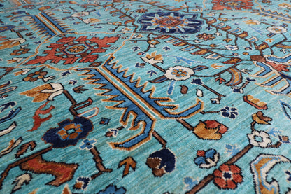 246 x 298 cm | Serapi Floral Area Rug Afghan Hand Knotted Veg Dye Wool carpet