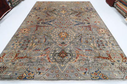 274 x 368 cm | Tribal Bidjar gray Design Hand Knotted veg Dye Wool Afghan Carpet