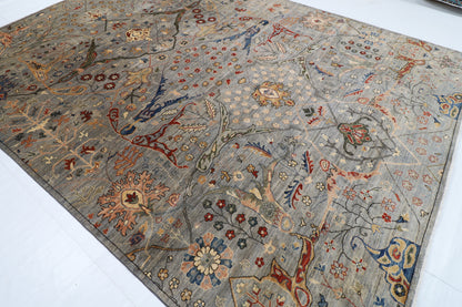 274 x 368 cm | Tribal Bidjar gray Design Hand Knotted veg Dye Wool Afghan Carpet