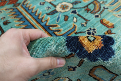 246 x 298 cm | Serapi Floral Area Rug Afghan Hand Knotted Veg Dye Wool carpet
