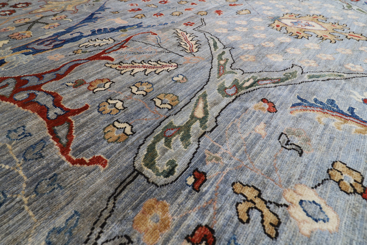274 x 368 cm | Tribal Bidjar gray Design Hand Knotted veg Dye Wool Afghan Carpet