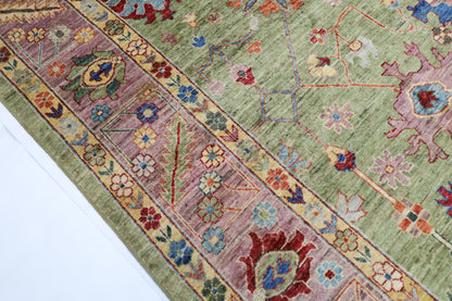 281 x 355 cm | Oushak Afghan Tribal Hand Knotted Veg Dye Wool carpet