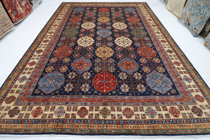302 x 424 cm | Kazak Blue Large Area Rug Afghan Hand Knotted Veg Dye Wool carpet