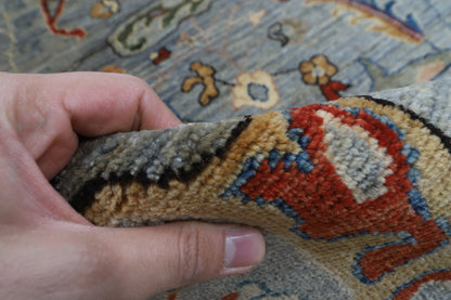 274 x 368 cm | Tribal Bidjar gray Design Hand Knotted veg Dye Wool Afghan Carpet