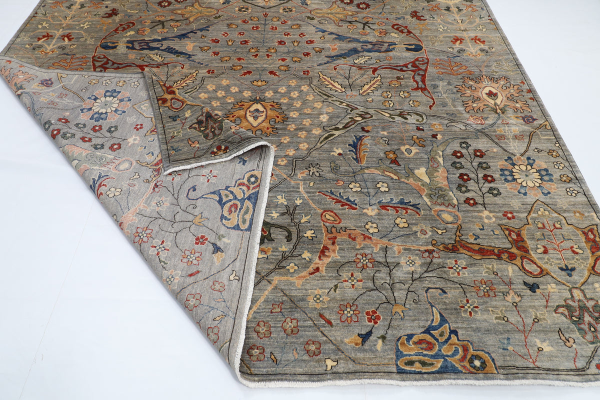 274 x 368 cm | Tribal Bidjar gray Design Hand Knotted veg Dye Wool Afghan Carpet