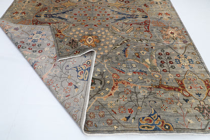 274 x 368 cm | Tribal Bidjar gray Design Hand Knotted veg Dye Wool Afghan Carpet