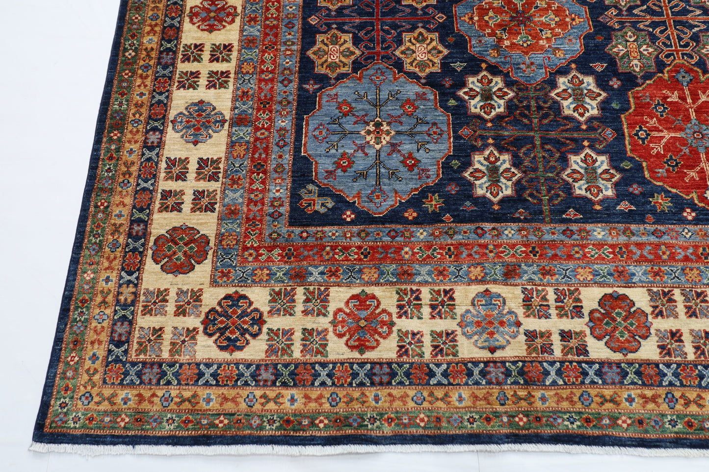 302 x 424 cm | Kazak Blue Large Area Rug Afghan Hand Knotted Veg Dye Wool carpet