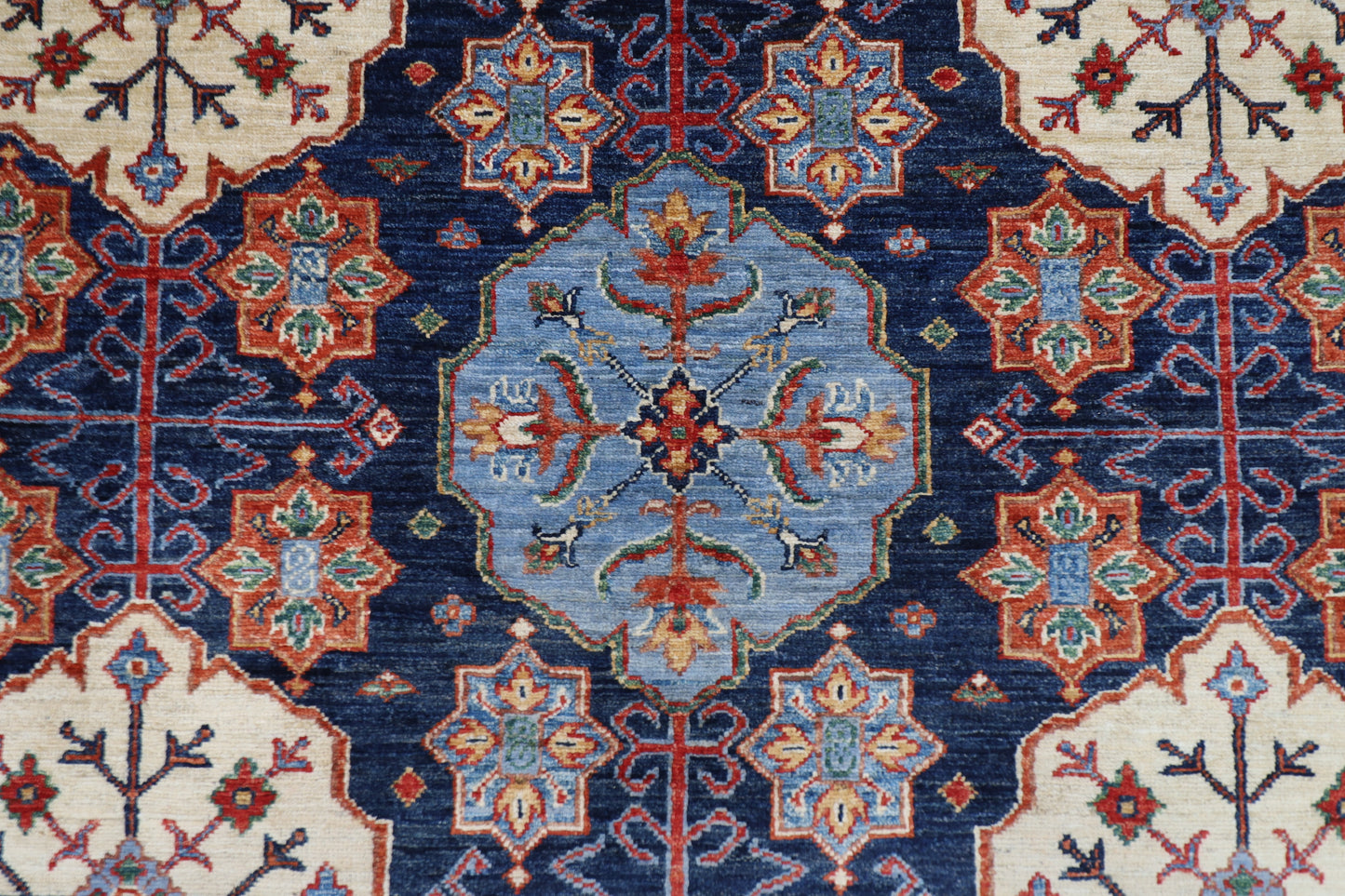 302 x 424 cm | Kazak Blue Large Area Rug Afghan Hand Knotted Veg Dye Wool carpet