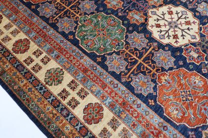 302 x 424 cm | Kazak Blue Large Area Rug Afghan Hand Knotted Veg Dye Wool carpet
