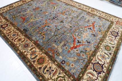 274 x 370 cm | Tribal Bidjar Blue Design Hand Knotted veg Dye Wool Afghan Carpet