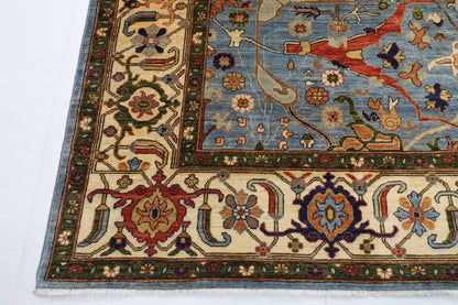 274 x 370 cm | Tribal Bidjar Blue Design Hand Knotted veg Dye Wool Afghan Carpet