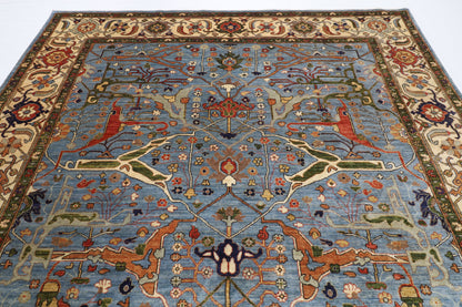 274 x 370 cm | Tribal Bidjar Blue Design Hand Knotted veg Dye Wool Afghan Carpet