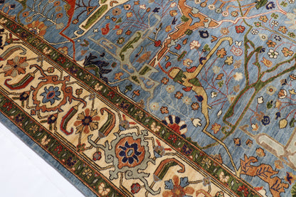 274 x 370 cm | Tribal Bidjar Blue Design Hand Knotted veg Dye Wool Afghan Carpet