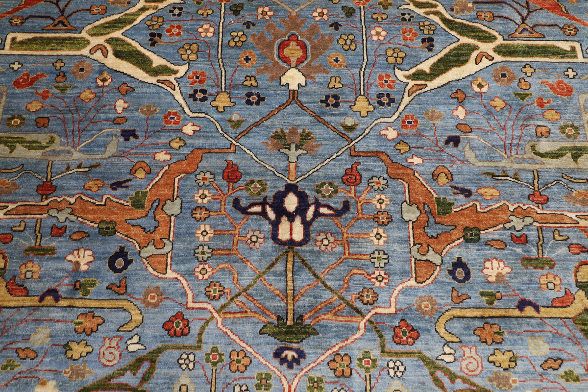 274 x 370 cm | Tribal Bidjar Blue Design Hand Knotted veg Dye Wool Afghan Carpet