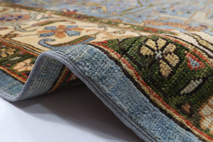 274 x 370 cm | Tribal Bidjar Blue Design Hand Knotted veg Dye Wool Afghan Carpet