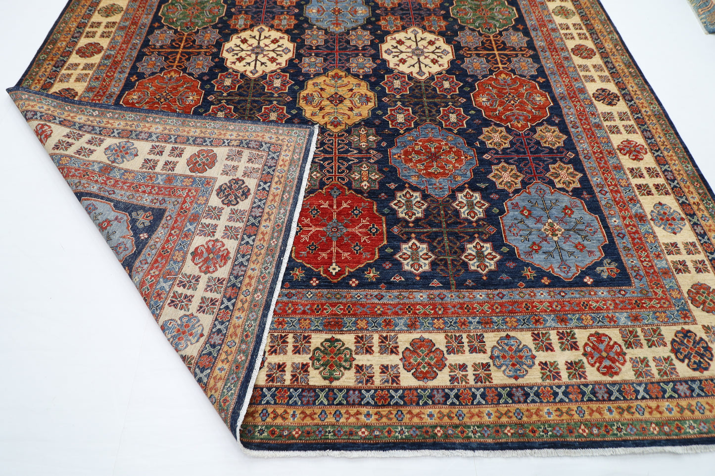 302 x 424 cm | Kazak Blue Large Area Rug Afghan Hand Knotted Veg Dye Wool carpet