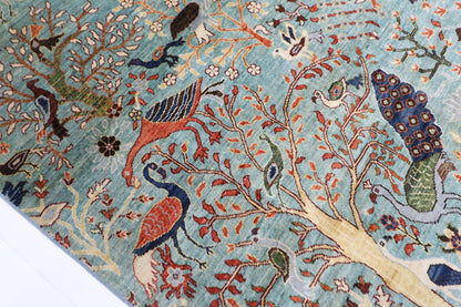 247 x 289 cm | Birds Pictorial Afghan Tribal Hand Knotted Veg Dye Wool carpet