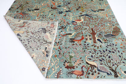 247 x 289 cm | Birds Pictorial Afghan Tribal Hand Knotted Veg Dye Wool carpet