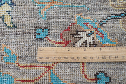 296 x 389 cm | Sultani Gray Design Hand Knotted veg Dye Wool Afghan Carpet