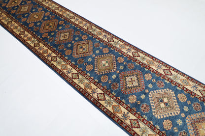 85 x 393 cm | Kazak Large Runner Rug Afghan Hand Knotted veg Dye Wool carpet