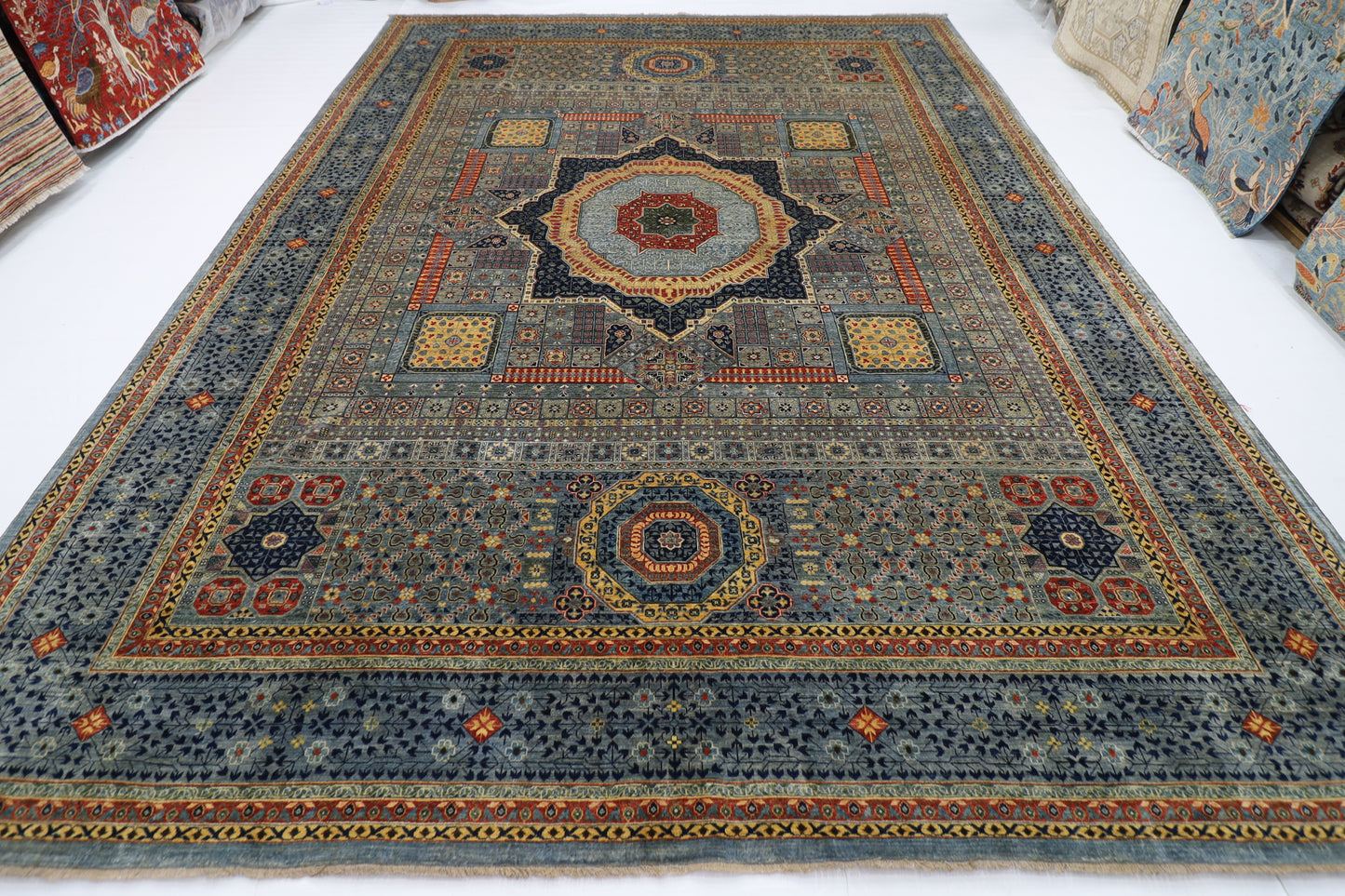 309 x 417 cm | Mamluk Gray Fine Quality Area Rug Afghan Hand Knotted Veg Dye Wool carpet