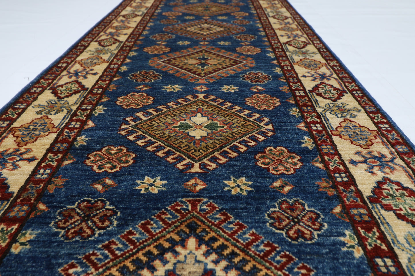 85 x 393 cm | Kazak Large Runner Rug Afghan Hand Knotted veg Dye Wool carpet
