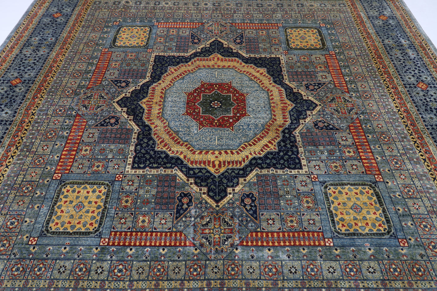 309 x 417 cm | Mamluk Gray Fine Quality Area Rug Afghan Hand Knotted Veg Dye Wool carpet