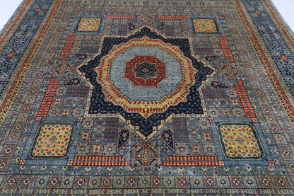 309 x 417 cm | Mamluk Gray Fine Quality Area Rug Afghan Hand Knotted Veg Dye Wool carpet