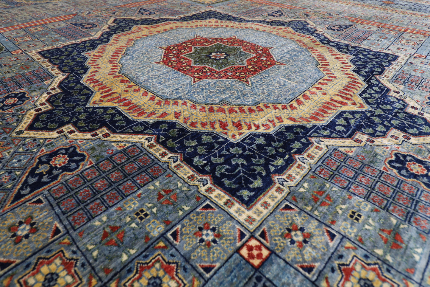 309 x 417 cm | Mamluk Gray Fine Quality Area Rug Afghan Hand Knotted Veg Dye Wool carpet