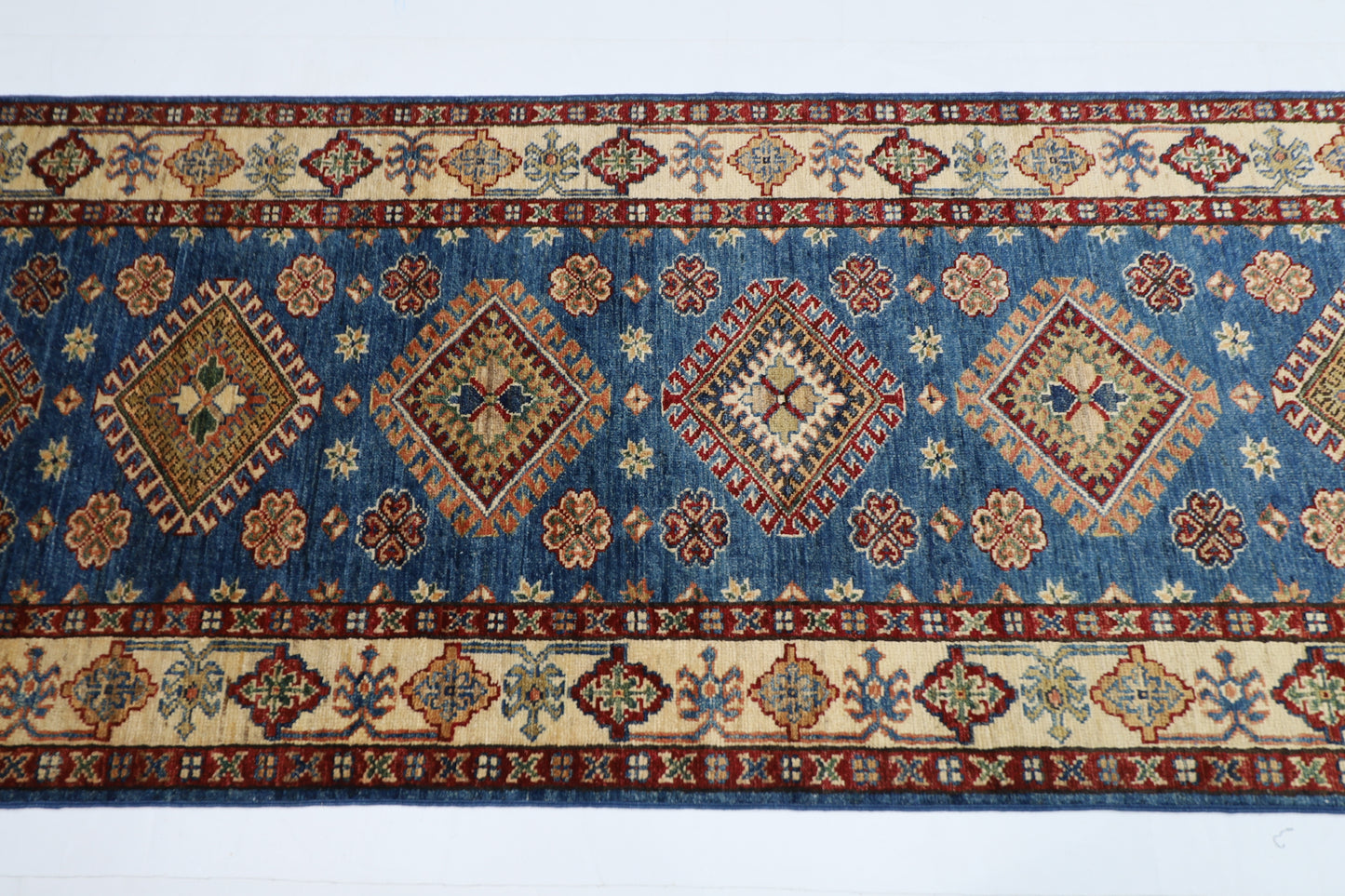 85 x 393 cm | Kazak Large Runner Rug Afghan Hand Knotted veg Dye Wool carpet