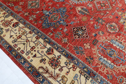 298 x 420 cm | Waziri Design Hand Knotted veg Dye Wool Afghan Carpet